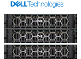 DELL Technologies 로고가 있는 3노드 구성의 랙 마운트 스토리지 이미지
