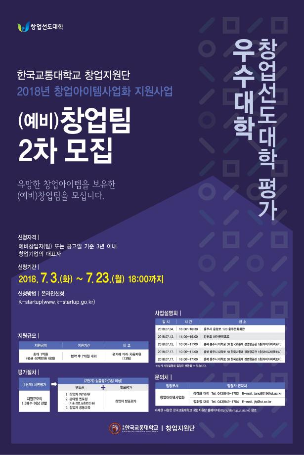 창업지원단, 창업아이템 사업화 2차 모집 실시